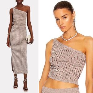 NWT Aya Muse SET Emzar Space Dye Knit Midi Skirt/Top Heather Brown/Beige Size M